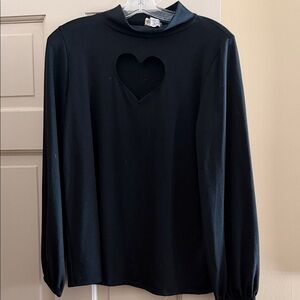 BiBi Black Long Sleeve Top with Heart Cutout